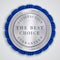 Vector round silver badge label with satisfaction