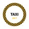 Vector round taxi service sign with chequered pattern