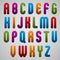 Vector rounded alphabet letters, bold and condensed font in retr