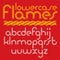 Vector rounded lower case English alphabet letters collection created using hell fiery