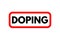 Vector rubber stamp with red and black doping word. Stop doping logo sign or drug test symbol. Isolated design template