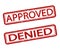 Vector rubber stamps approved and denied. Isolated.