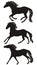 Vector running horses silhouettes set