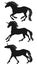 Vector running unicorns silhouettes set