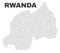 Vector Rwanda Map of Dots