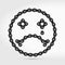 Vector Sad Face Icon Made of Bike or Bicycle Chain. Sad Emoji with Tear. Unhappy Face