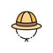 Vector safari hat, cork helmet flat color line icon.