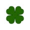 Vector Saint Patricks Day symbol - four-leaf clover. Lucky shamrock. Isolated on white background.