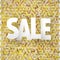 Vector sale caption on golden triangular background