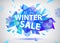 Vector sale facet crystal banner. 3d abstract shape poster, card, advertising. Blue color winter sale concept with