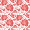 Vector Salmon Pink and Yellow Decorative Roses and Leaves Seamless Repeat Pattern Background. Great for handmade cards