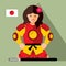 Vector Samurai japan. Flat style colorful Cartoon illustration.