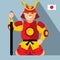 Vector Samurai japan. Flat style colorful Cartoon illustration.