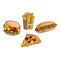 Vector sandwich, burger hot dog set.