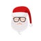 Vector Santa Claus, hat, glasses and beard. Hipster Santa