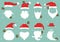 Vector. Santa hats, moustache and beards. Christmas elements for