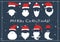 Vector. Santa hats, moustache and beards. Christmas elements for