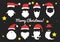 Vector. Santa hats, moustache and beards. Christmas elements