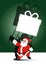 Vector of Santa holding gift box banner