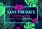 Vector save the date tropical wedding invitation poster, card.