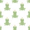 Vector scandinavian animal character seamless pattern. Colorful childish cute royal frog with crown isolated on white background.