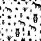 Vector Scandinavian pattern. Animals, bear, wigwam, mountains, ascetic