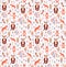 Vector Scandinavian pattern. Animals, fox, bear, wigwam, mountains, ascetic