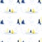 Vector scandinavian seamless pattern of of winter forest camping with fir, pine trees and tent