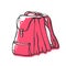 Vector school backpack. Bright sketch contour doodle illustrations with offset pink color.