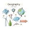 Vector school geography doodle illustration.