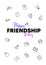 Vector school gradient friendship day banner. Black and violet to pink text and school theme icon isolated on white background