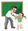 Vector of school teacher scolding small boy