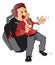 Vector of schoolboy with heavy and oversized schoolbag