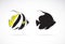 Vector of schooling bannerfish Heniochus diphreutes on white background. Animal. Undersea animals. Easy editable layered vector