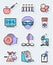 Vector science and genetic laboratory icons set in thin simple l