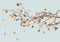 Vector scribble drawing of abstract deciduous tree branch with autumn falling leaves
