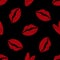 Vector scribbled lip seamless pattern background. High contrast red black backdrop with pencil drawing style lips