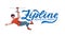 Vector script logo Zipline adventures with illustration