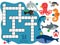 Vector sea animals crossword template with cartoon characters
