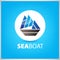 Vector sea boat, ship icon, illustration