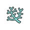Vector sea corals, seaweed flat color line icon.