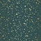 Vector sea green and gold foil hand crafted terrazzo pattern background. Backdrop of dense coarse grained stone granite