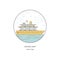 Vector sea landscape illustration with cruise ship.