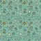 Vector sea seamless pattern with handdrawn starfishes, fishes, shells, sea turtles.