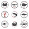 Vector seafood silhouettes, labels, emblems. Set of templates