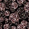 Vector seamless abstract geometric pattern with rose gold, black and brown terrazzo circles. Luxury metallic and stone texture