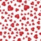 Vector seamless abstract pattern. Red hearts on white background