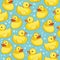 Vector seamless attern with yellow ducks.