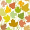 Vector seamless background with autumn maple leaves for fashion textile or web background. green yellow orange beige silhouette o