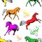 Vector seamless background with beautiful colored horses.